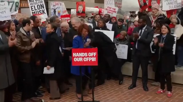 Rep. Maxine Waters Outside CFPB: ‘Elon Musk, Where Are You? Bring Your A** Over Here!’